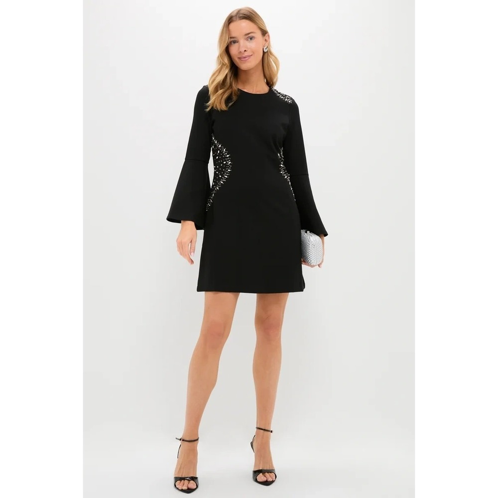 Tuckernuck Black Embellished Farrow Dress Size Large Bell Sleeve Shift NWT Party